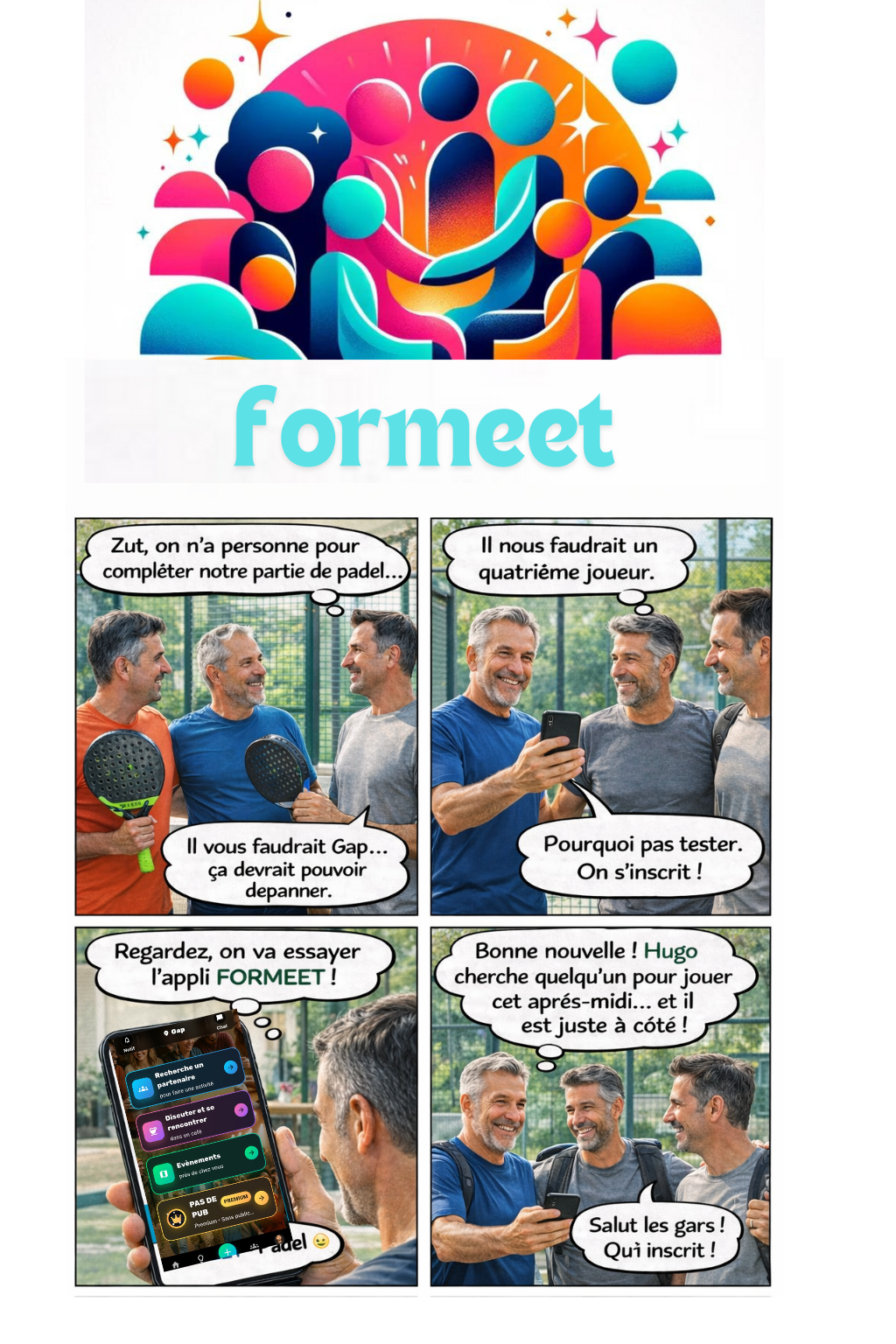 Exemple : trouver un 4e joueur de padel avec FORMEET